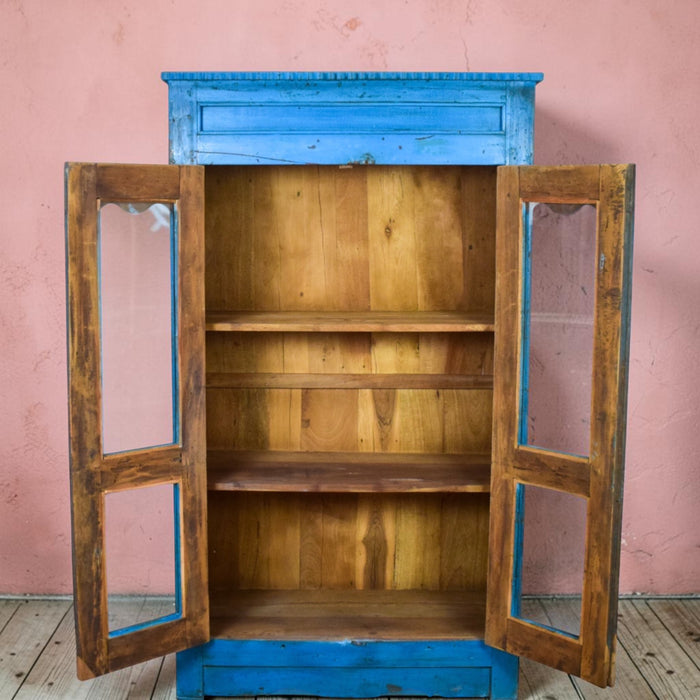 Vintage Worn Painted Rustic Cupboard Cabinet