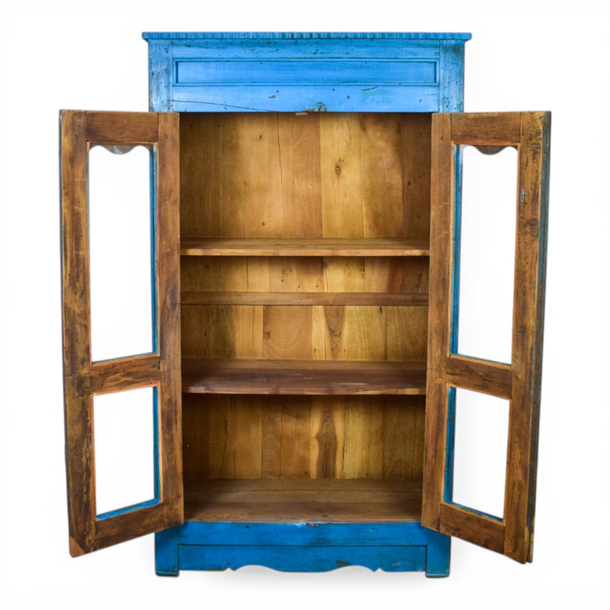 Vintage Worn Painted Rustic Cupboard Cabinet