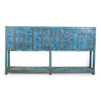 Large 7 ft Vintage Indian Apothecary Multi Drawers Sideboard