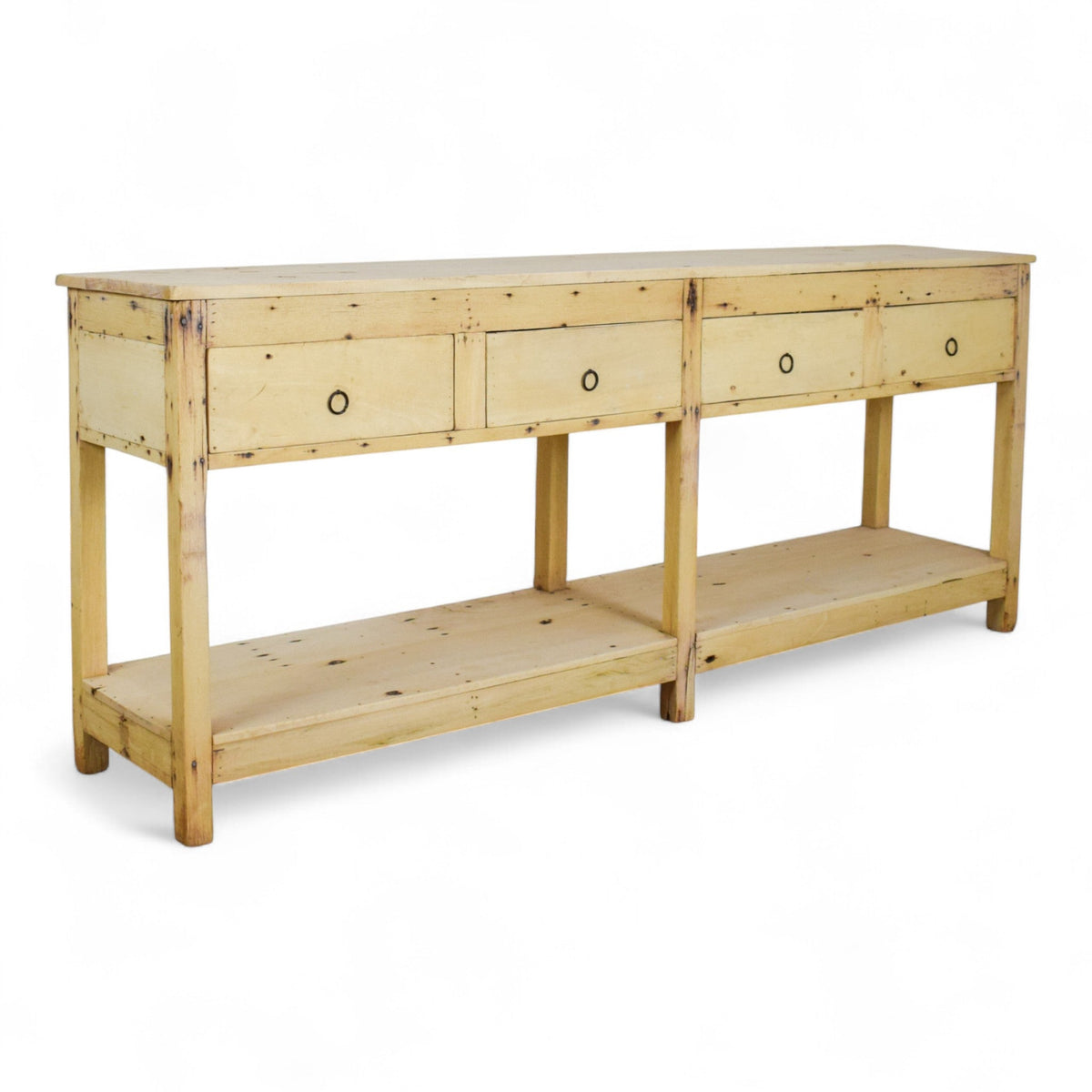 Vintage Solid Wood Rustic Sideboard Cupboard Drawers