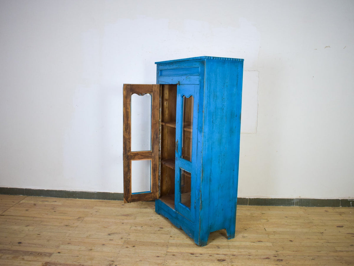 Vintage Worn Painted Rustic Cupboard Cabinet