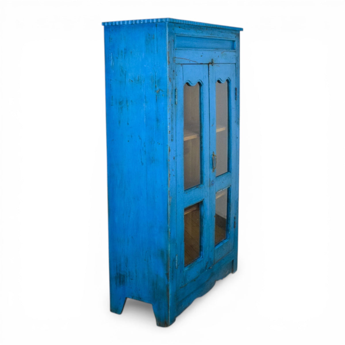 Vintage Worn Painted Rustic Cupboard Cabinet