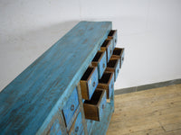 Large 7 ft Vintage Indian Apothecary Multi Drawers Sideboard
