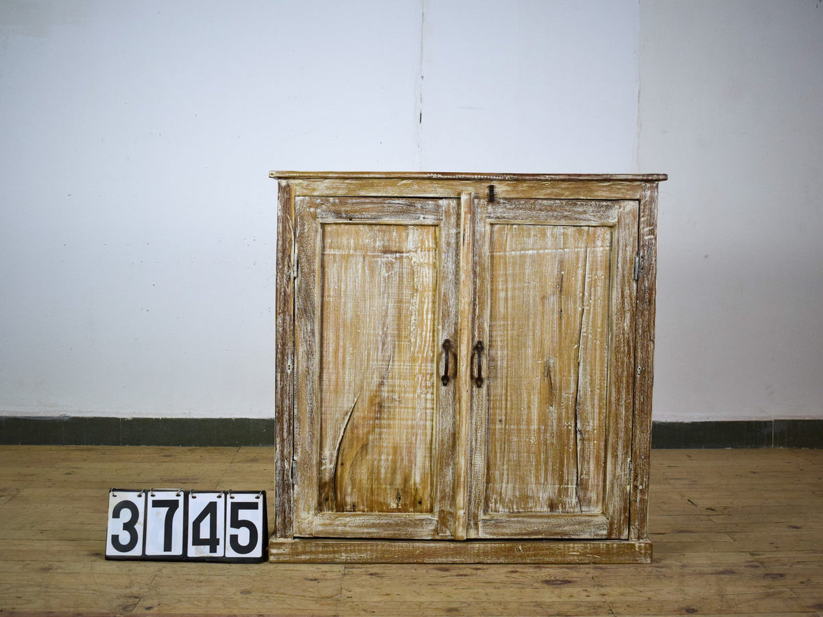 Vintage Worn Painted Rustic Cupboard Cabinet
