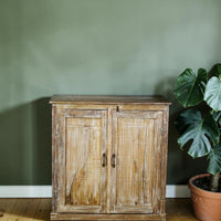 Vintage Worn Painted Rustic Cupboard Cabinet