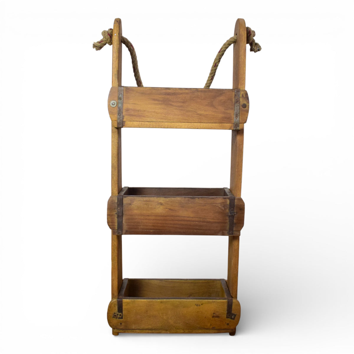Vintage Wooden Hanging Three Section Brick Mould Shelves