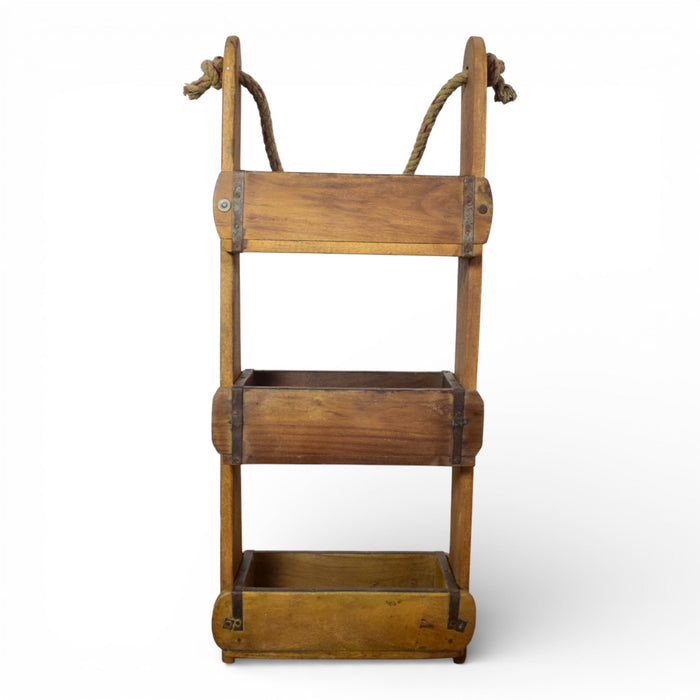 Vintage Wooden Hanging Three Section Brick Mould Shelves