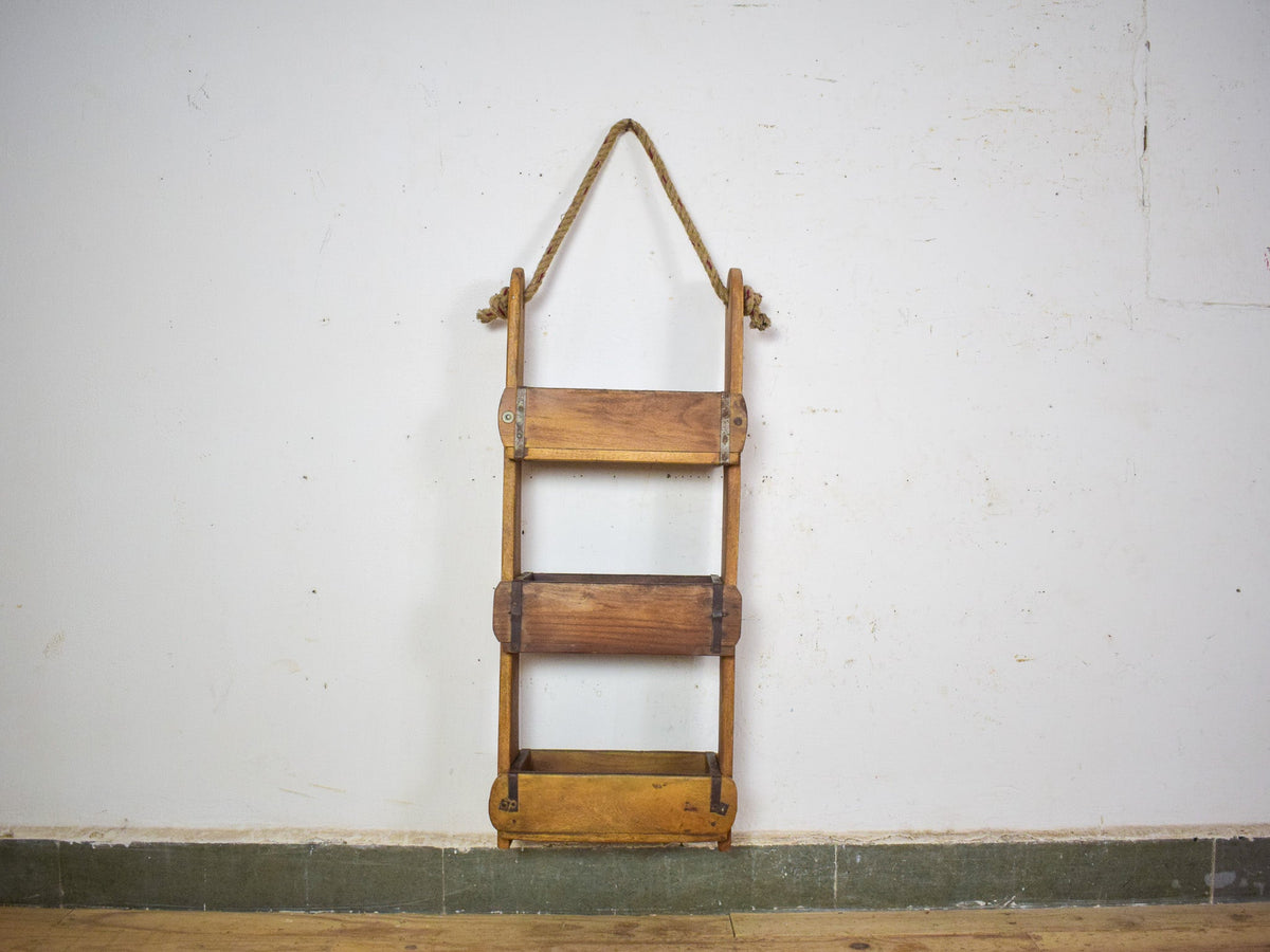 Vintage Wooden Hanging Three Section Brick Mould Shelves