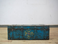 Vintage Indian Hand Painted Metal Travel Trunk Chest