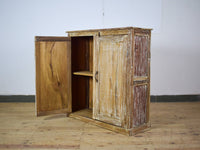 Vintage Worn Painted Rustic Cupboard Cabinet