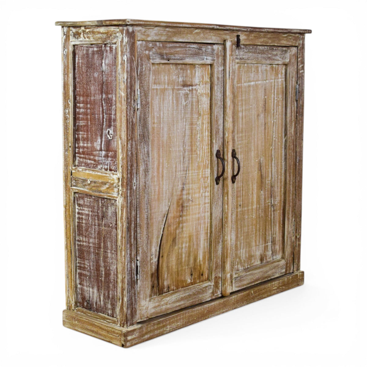 Vintage Worn Painted Rustic Cupboard Cabinet