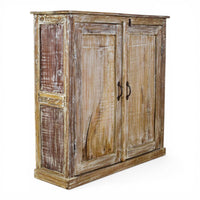 Vintage Worn Painted Rustic Cupboard Cabinet