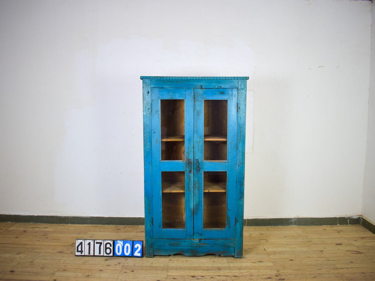 Vintage Worn Painted Rustic Cupboard Cabinet