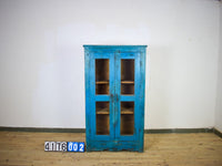 Vintage Worn Painted Rustic Cupboard Cabinet