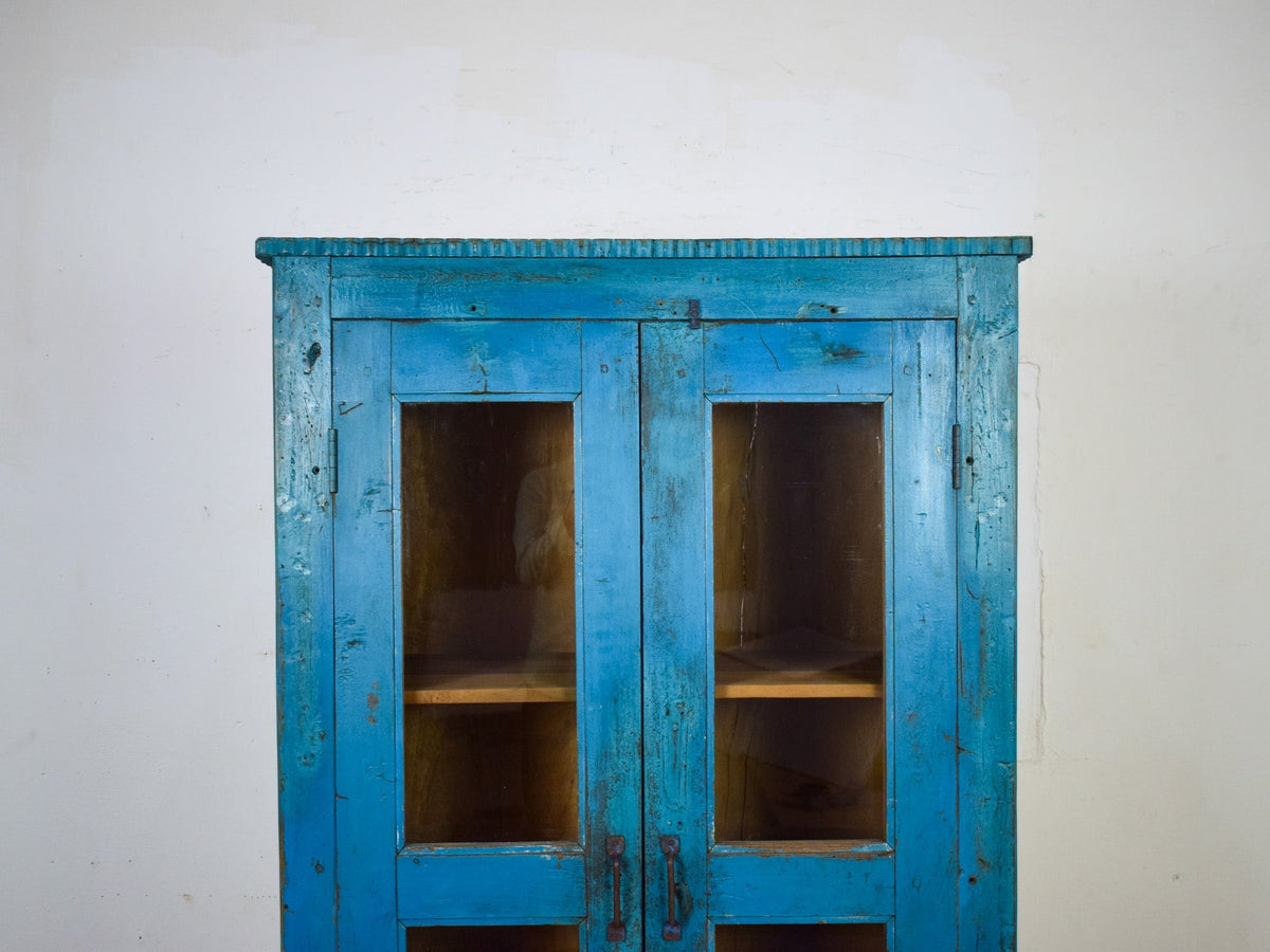 Vintage Worn Painted Rustic Cupboard Cabinet