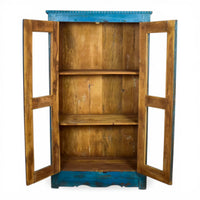 Vintage Worn Painted Rustic Cupboard Cabinet