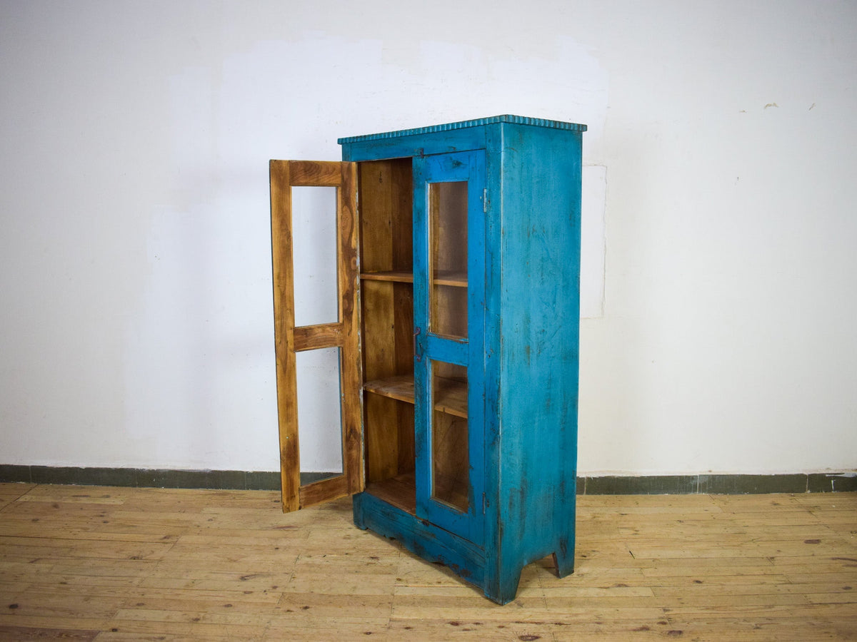 Vintage Worn Painted Rustic Cupboard Cabinet