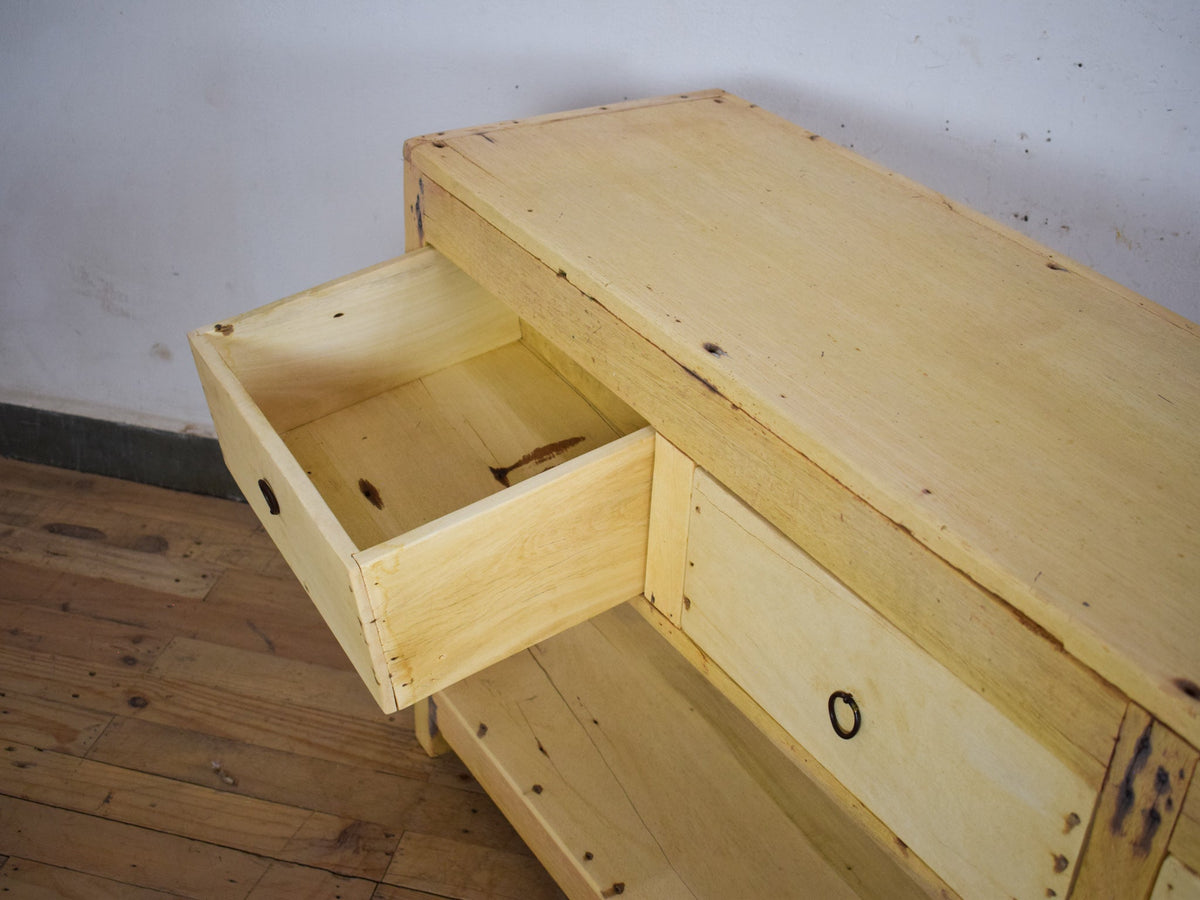 Vintage Solid Wood Rustic Sideboard Cupboard Drawers