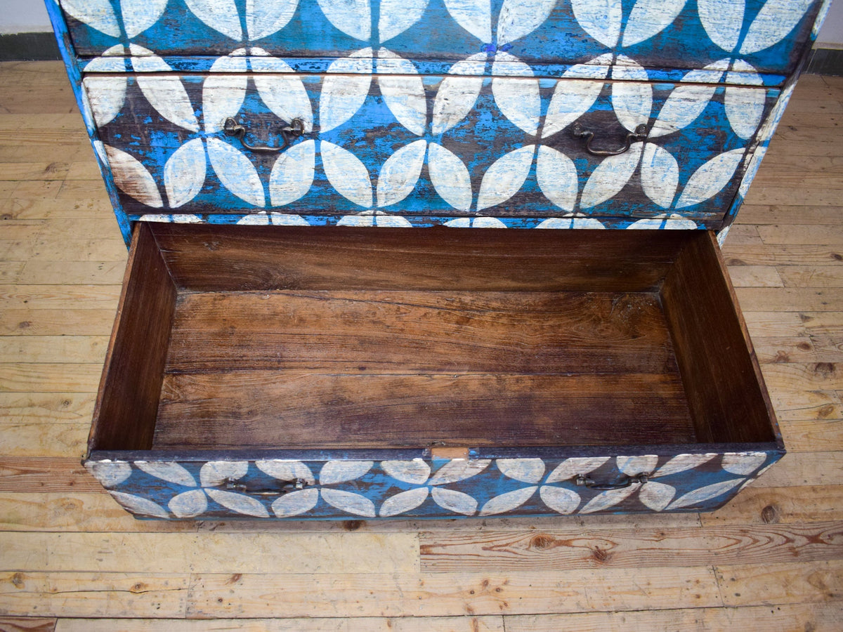 Vintage Rustic Hand Painted Cupboard Cabinet