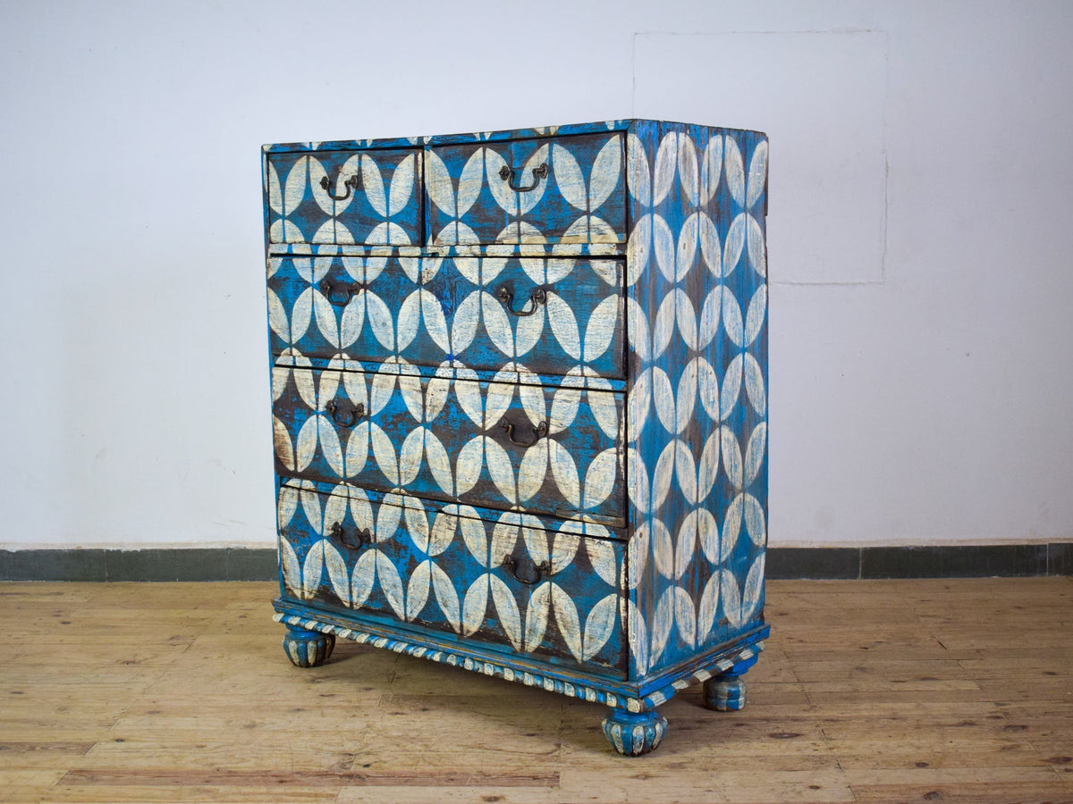 Vintage Rustic Hand Painted Cupboard Cabinet