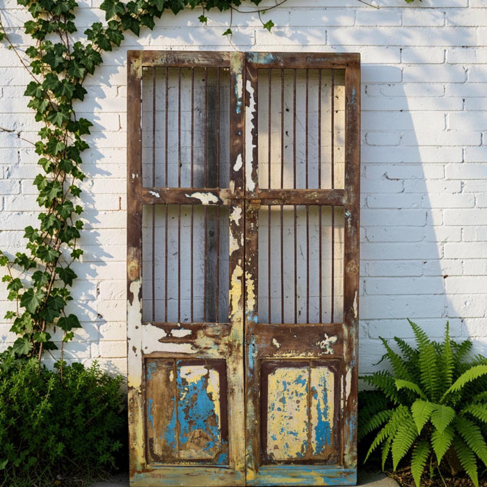 Pair of Antique Vintage Indian Doors Shutters