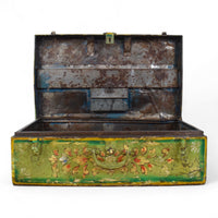 Vintage Indian Hand Painted Metal Travel Trunk Chest