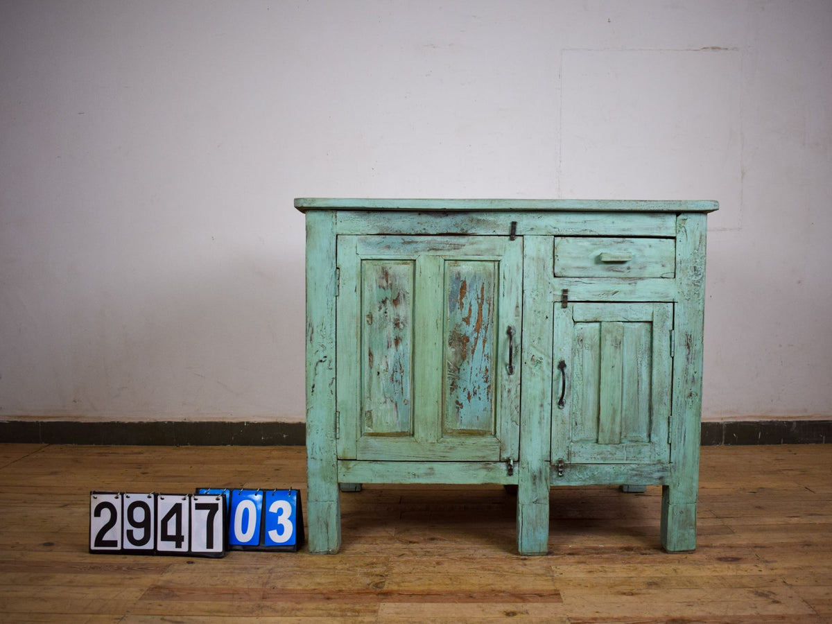 Vintage Painted Kitchen Island Cupboard Cabinet