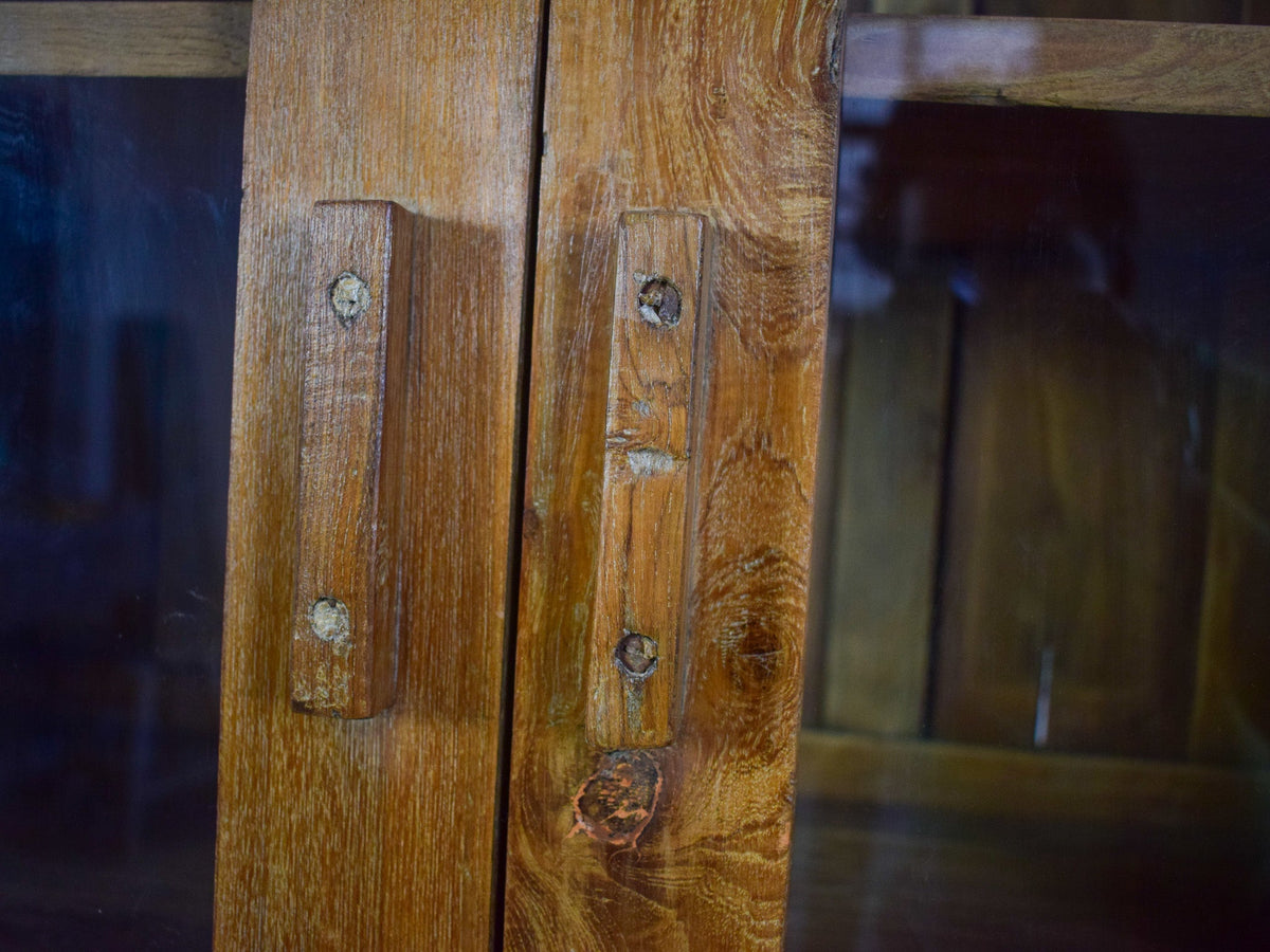 Vintage Rustic Wooden and Glass Cupboard Cabinet