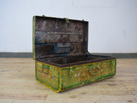 Vintage Indian Hand Painted Metal Travel Trunk Chest