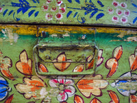 Vintage Indian Hand Painted Metal Travel Trunk Chest