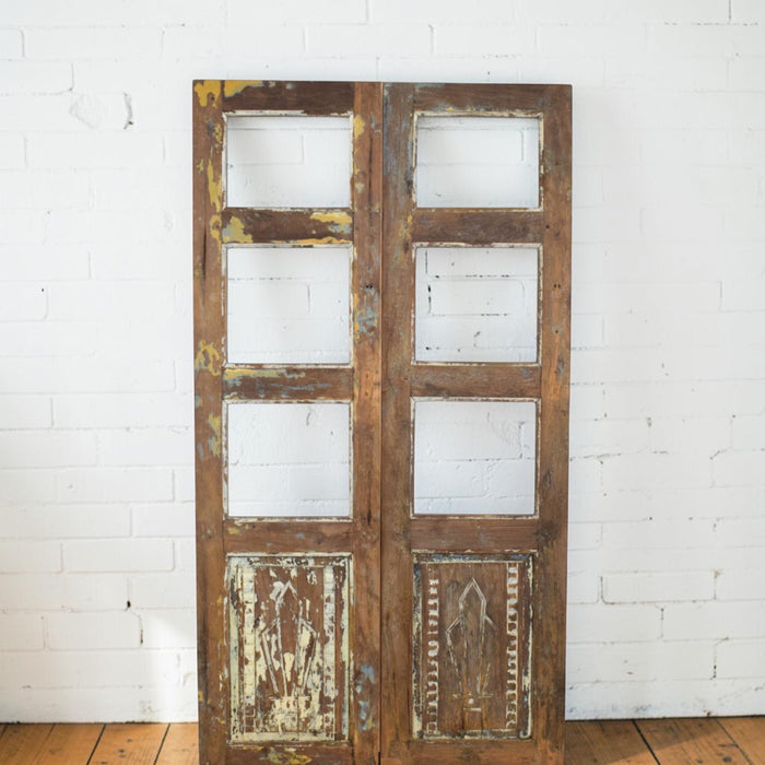 Pair of Antique Vintage Indian Doors Shutters