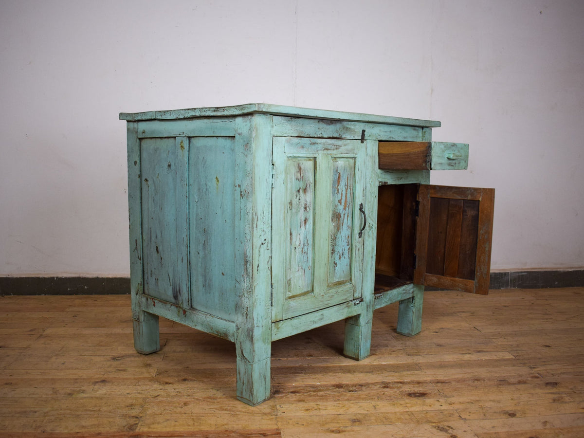 Vintage Painted Kitchen Island Cupboard Cabinet