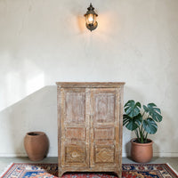 Vintage Rustic Worn Wood Cupboard Cabinet Storage