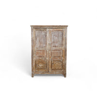 Vintage Rustic Worn Wood Cupboard Cabinet Storage