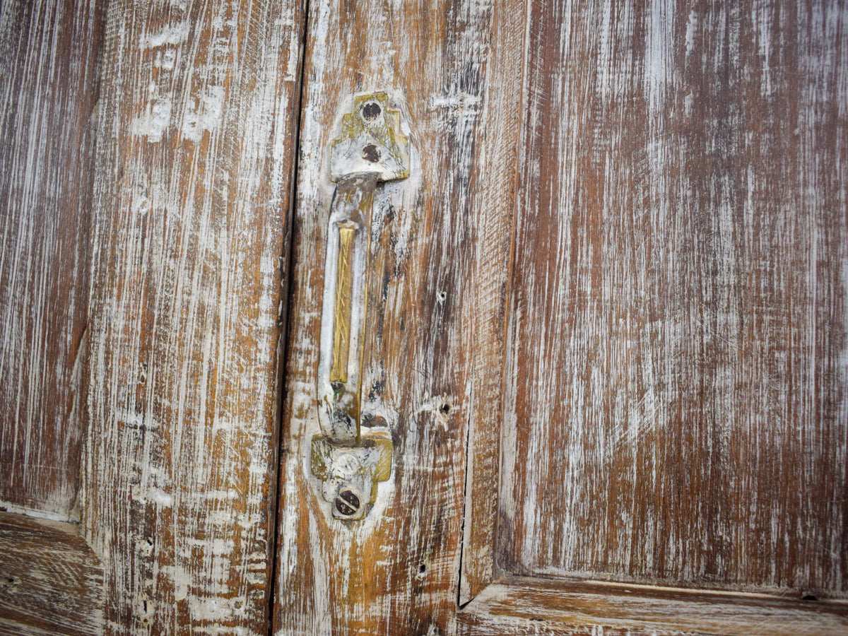 Vintage Rustic Worn Wood Cupboard Cabinet Storage