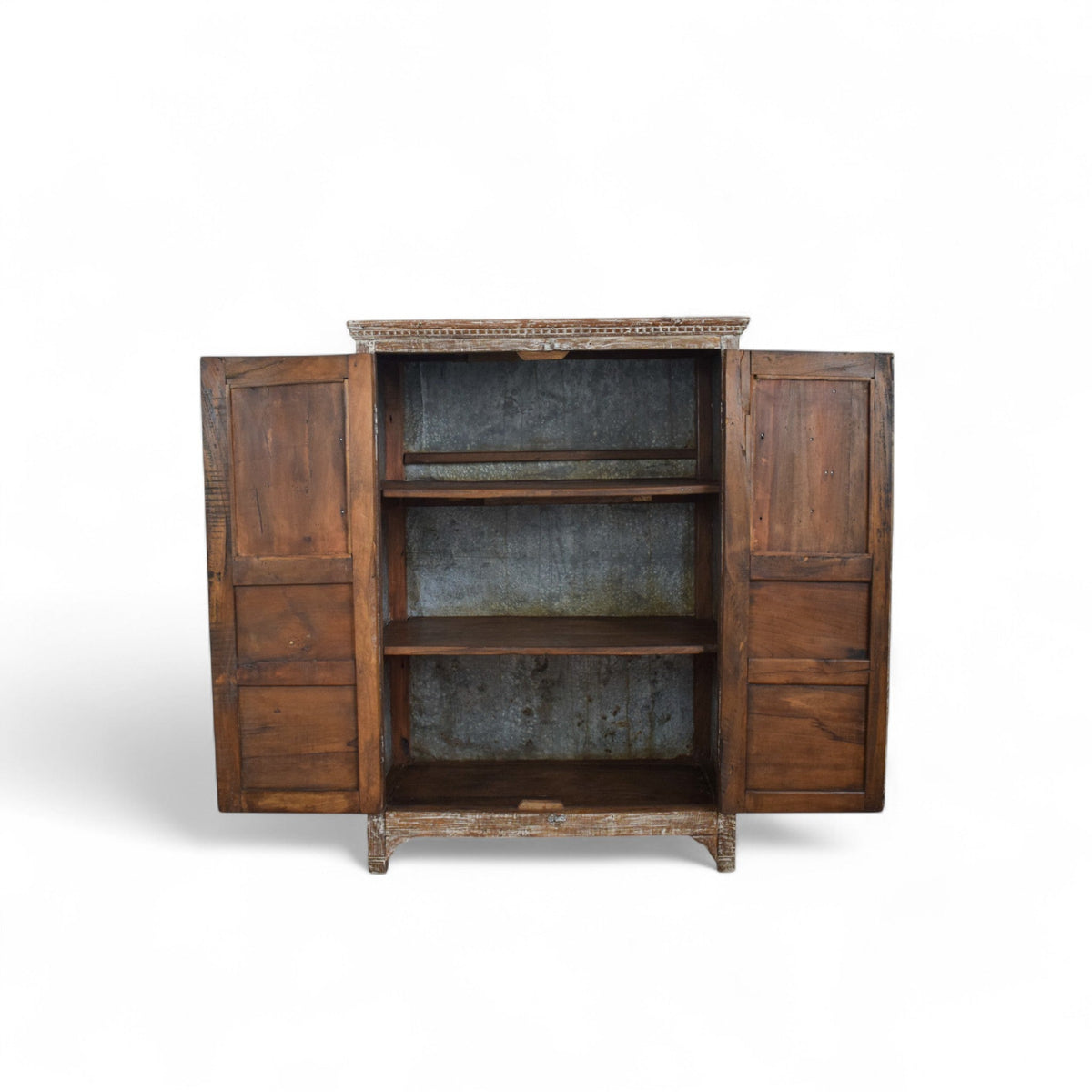 Vintage Rustic Worn Wood Cupboard Cabinet Storage