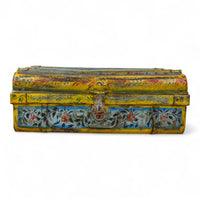 Vintage Indian Hand Painted Metal Travel Trunk Chest