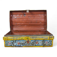 Vintage Indian Hand Painted Metal Travel Trunk Chest