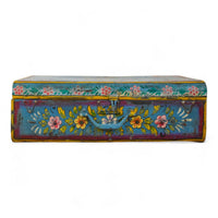 Vintage Indian Hand Painted Metal Travel Trunk Chest