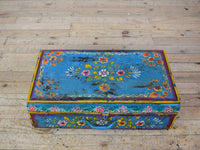 Vintage Indian Hand Painted Metal Travel Trunk Chest