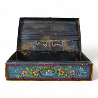 Vintage Indian Hand Painted Metal Travel Trunk Chest