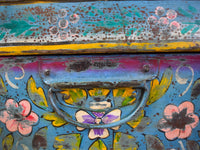 Vintage Indian Hand Painted Metal Travel Trunk Chest