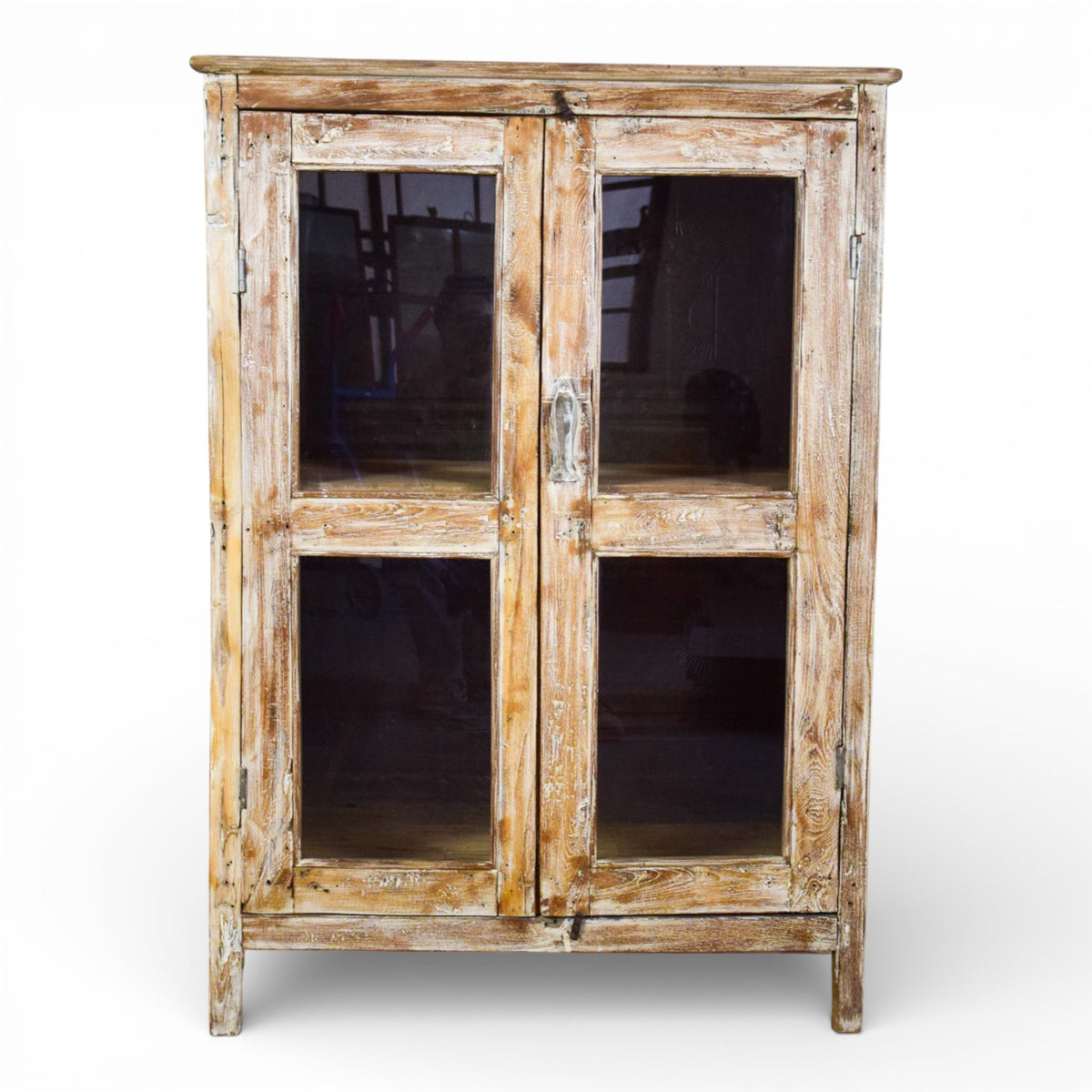 Vintage Worn Painted Rustic Cupboard Cabinet