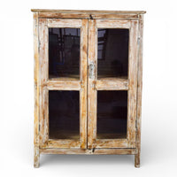 Vintage Worn Painted Rustic Cupboard Cabinet