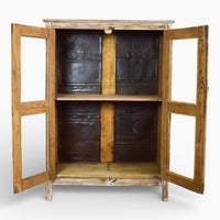 Vintage Worn Painted Rustic Cupboard Cabinet