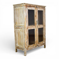 Vintage Worn Painted Rustic Cupboard Cabinet