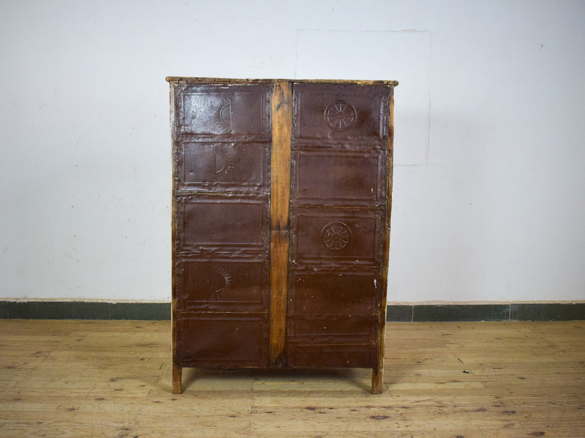 Vintage Worn Painted Rustic Cupboard Cabinet