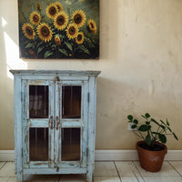 Vintage Worn Painted Rustic Cupboard Cabinet