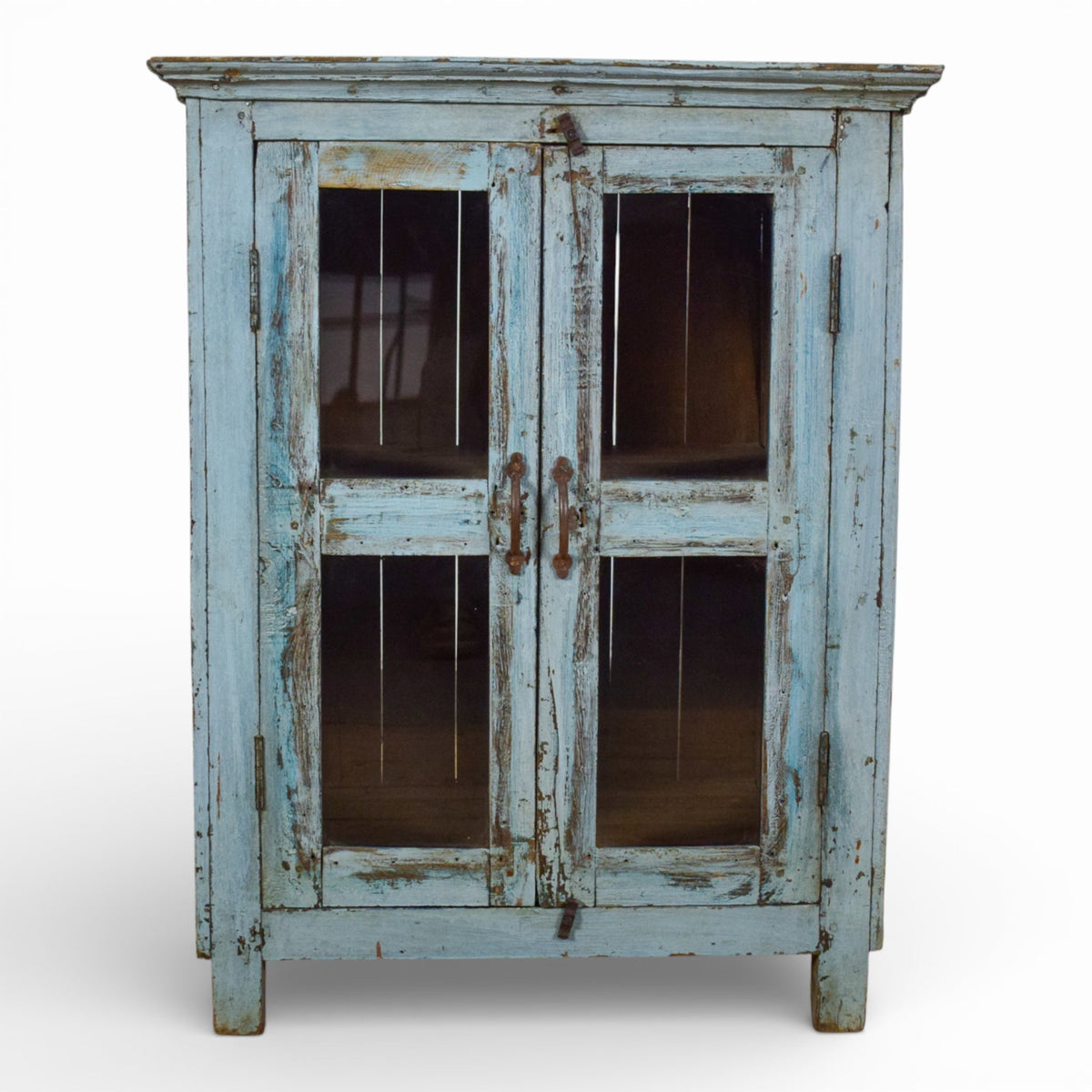Vintage Worn Painted Rustic Cupboard Cabinet