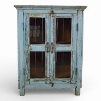 Vintage Worn Painted Rustic Cupboard Cabinet
